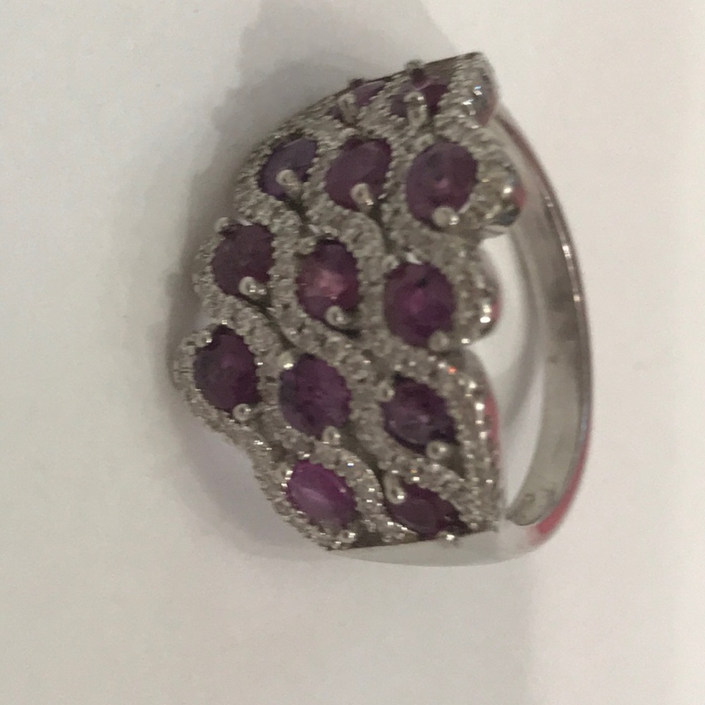 Real Ruby Ring Size 8 Sterling Silver Setting - image 2